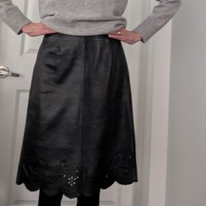 Black Leather A-line Skirt